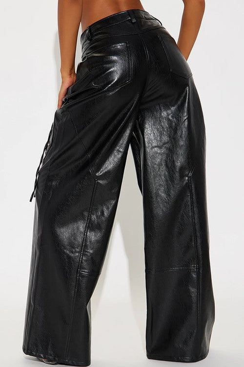 Best Behavior Wide Leg P/U Pants Black - Style Delivers