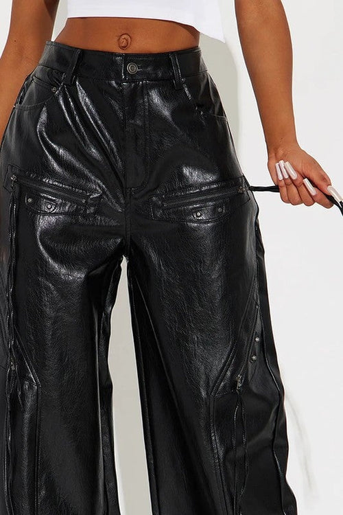 Best Behavior Wide Leg P/U Pants Black - Style Delivers