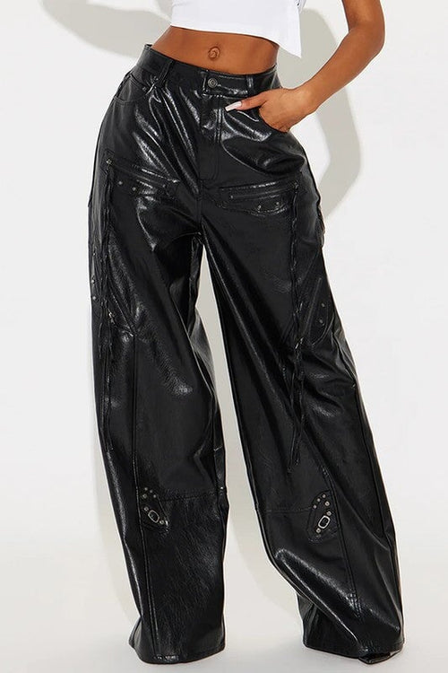 Best Behavior Wide Leg P/U Pants Black - Style Delivers