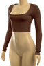 Get the Scoop Long Sleeve Top Brown - Style Delivers