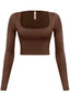 Get the Scoop Long Sleeve Top Brown - Style Delivers