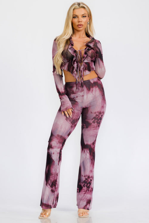 Passion Mesh Pant Set Purple - Style Delivers