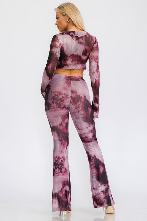 Passion Mesh Pant Set Purple - Style Delivers