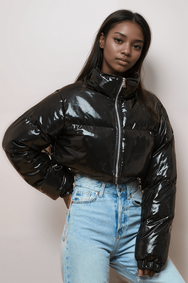 Big Momma Cropped Puffer Jacket Black - Style Delivers