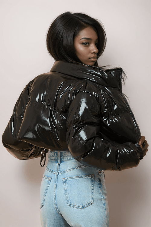 Big Momma Cropped Puffer Jacket Black - Style Delivers