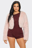 Gossip Girl Crop Faux Fur Jacket Pink - Style Delivers