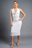 High Roller Cowl Neck Sparkle Midi Dress White - Style Delivers