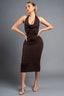 High Roller Cowl Neck Sparkle Midi Dress Dark Brown - Style Delivers