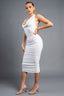 High Roller Cowl Neck Sparkle Midi Dress White - Style Delivers