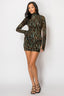 Night Drive Mesh Mock Neck Dress Green - Style Delivers