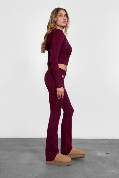 Cozee Knit Two Piece Set Black Cherry - Style Delivers