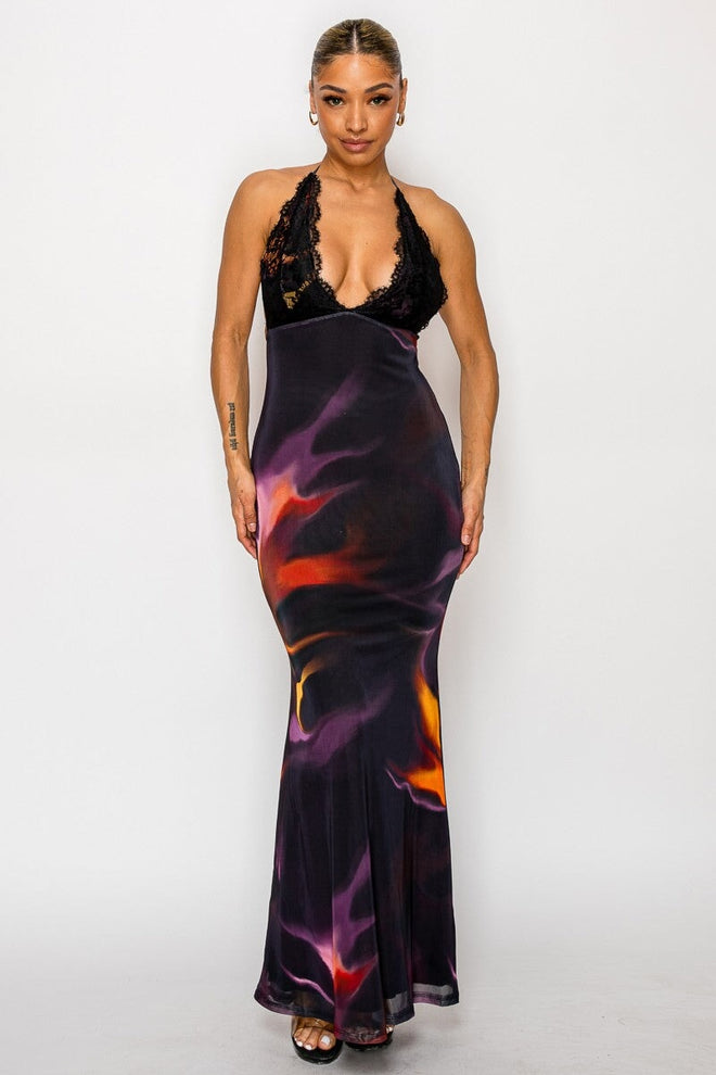 Pristine Maxi Dress Print Black - Style Delivers