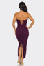 Bodacious Ruched Mesh Midi Dress Plum - Style Delivers