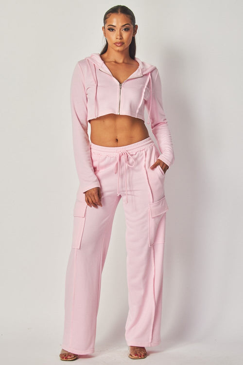 Wanna Be Terry Two Piece Set Pink Sets Hot & Delicious 