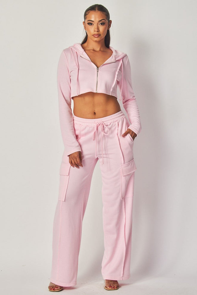 Wanna Be Terry Two Piece Set Pink Sets Hot & Delicious 