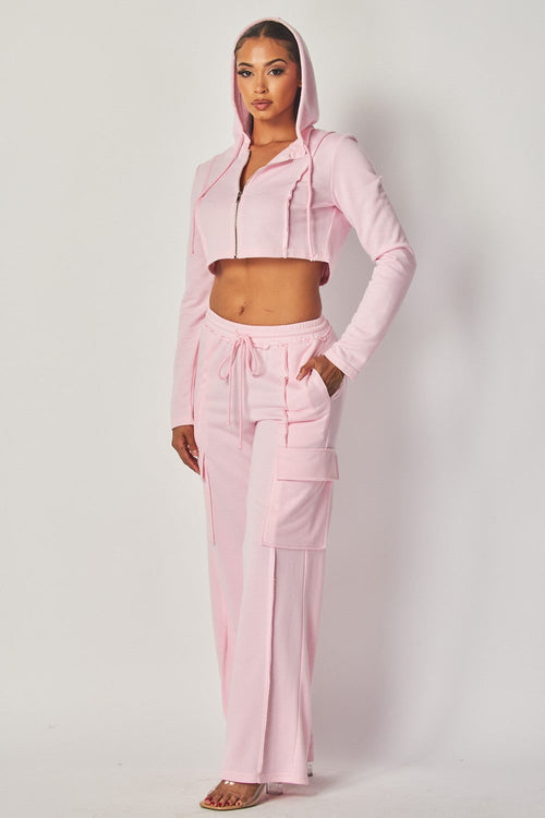 Wanna Be Terry Two Piece Set Pink Sets Hot & Delicious 