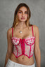 Cerise Mesh Corset Top Pink - Style Delivers