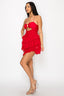 Rosette Ruffle Mesh Dress Red - Style Delivers