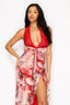 Marni Halter Floral Maxi Dress Red Dresses Blanc 