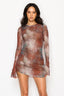 Carnival Mesh Mini Dress Rust Combo - Style Delivers