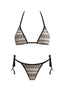 Black & Cream Textured Stripe Bikini - Style Delivers