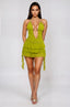 Hilaria Halter Neck Mini Dress Chartreuse Dresses BEAR DANCE 