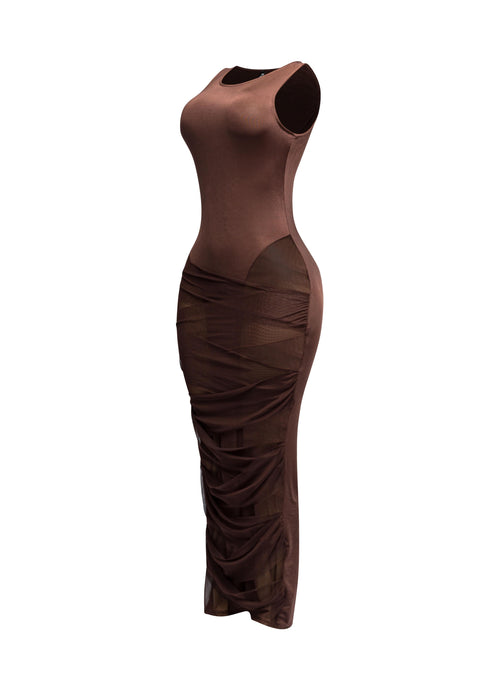 Wrap Me Up Bodycon Maxi Dress Brown - Style Delivers