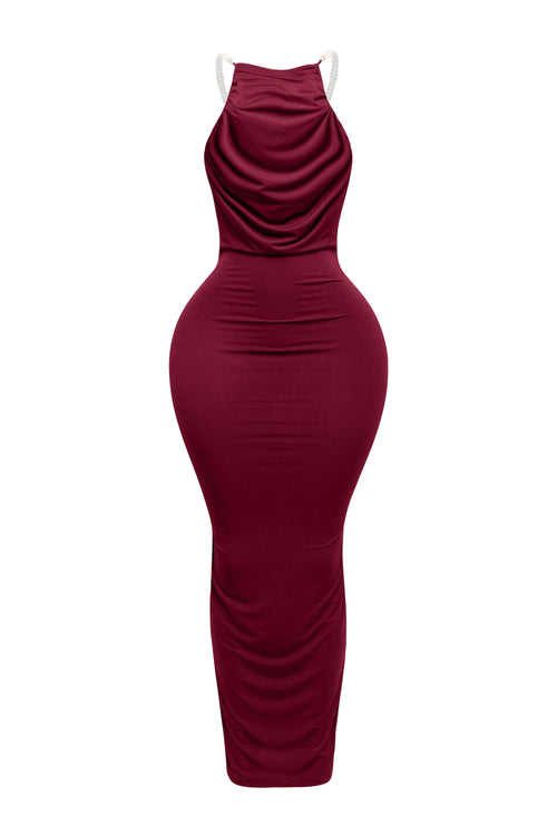 Lady Pearl Maxi Dress Burgundy - Style Delivers