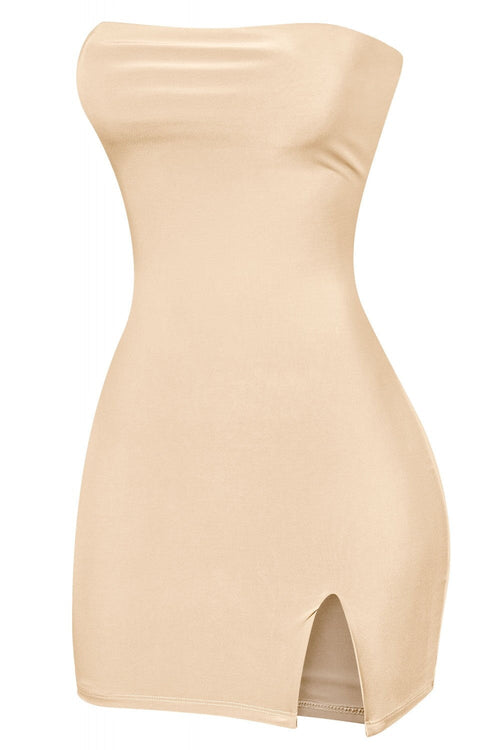 We Be Clubbin Strapless Mini Dress Taupe - Style Delivers