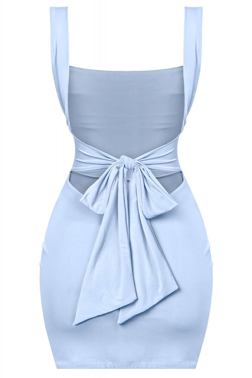 Azara Sleeveless Open Back Slip Mini Dress Baby Blue - Style Delivers