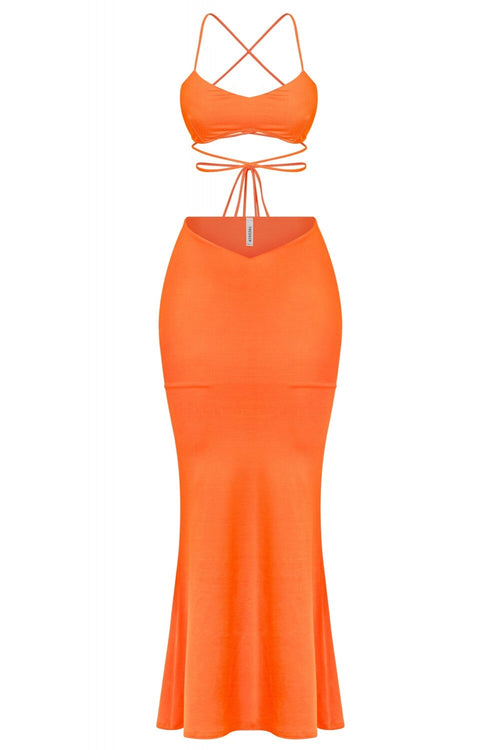 Sexy Tings Two Piece Maxi Skirt Set Orange - Style Delivers