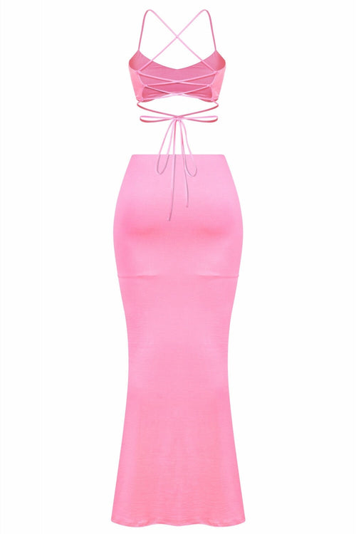 Sexy Tings Two Piece Maxi Skirt Set Pink - Style Delivers