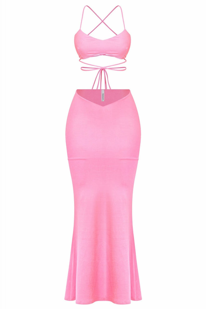 Sexy Tings Two Piece Maxi Skirt Set Pink - Style Delivers