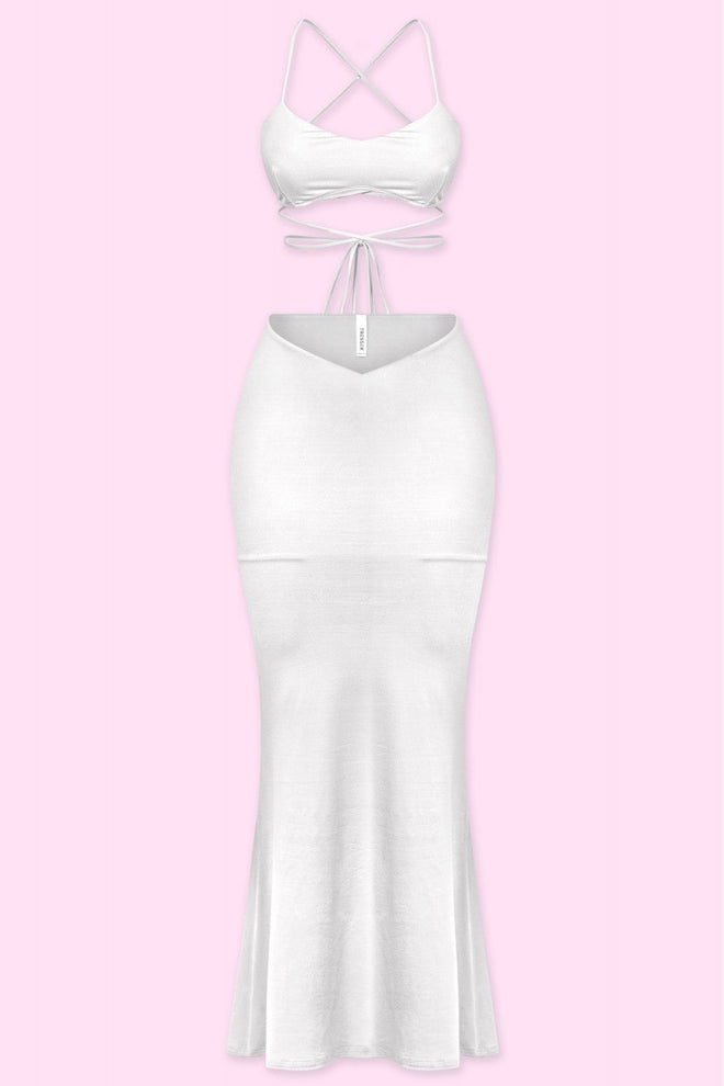 Sexy Tings Two Piece Maxi Skirt Set White - Style Delivers