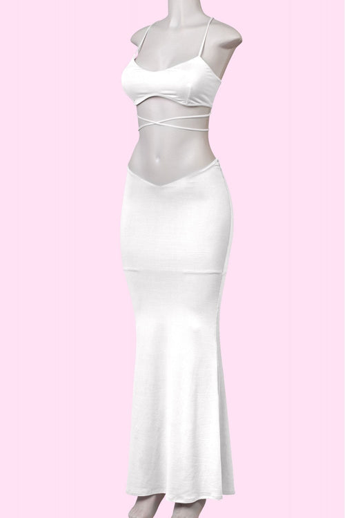 Sexy Tings Two Piece Maxi Skirt Set White - Style Delivers