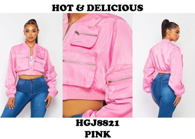 Act Bad Cargo Bomber Jacket Pink - Style Delivers