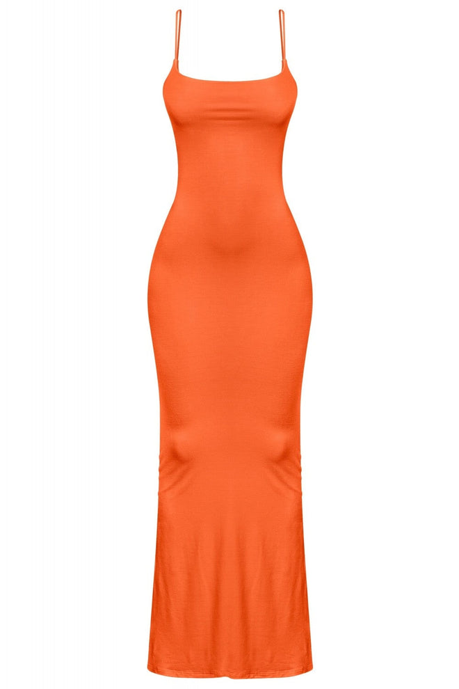 Vivid Dreams Sleeveless Cami Bodycon Maxi Dress Orange - Style Delivers
