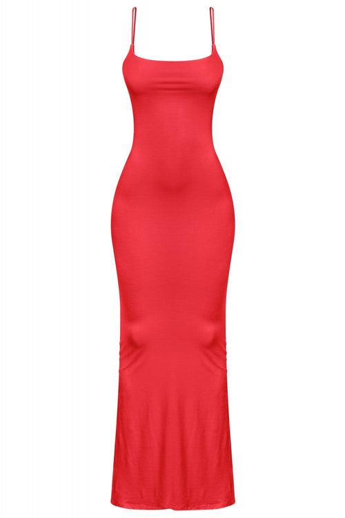 Vivid Dreams Sleeveless Cami Bodycon Maxi Dress Red - Style Delivers