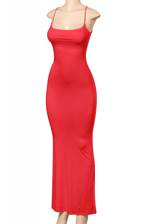 Vivid Dreams Sleeveless Cami Bodycon Maxi Dress Red - Style Delivers