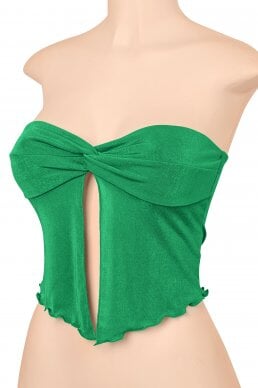 Minaj Strapless Crop Top Kelly Green - Style Delivers
