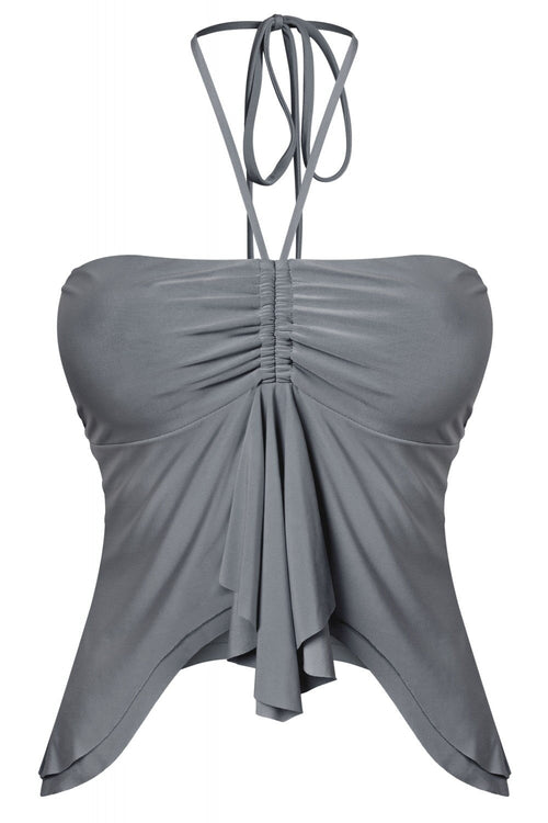 Shake it Up Halter Crop Top Charcoal - Style Delivers