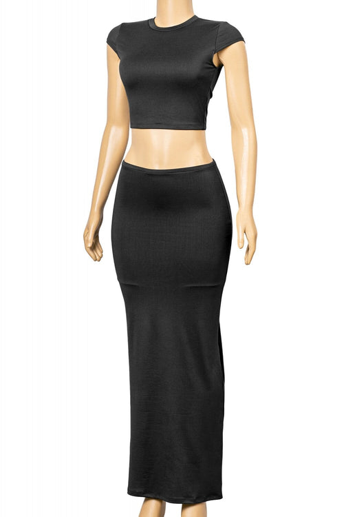 Hot Sauce Maxi Skirt Two Piece Set Black - Style Delivers