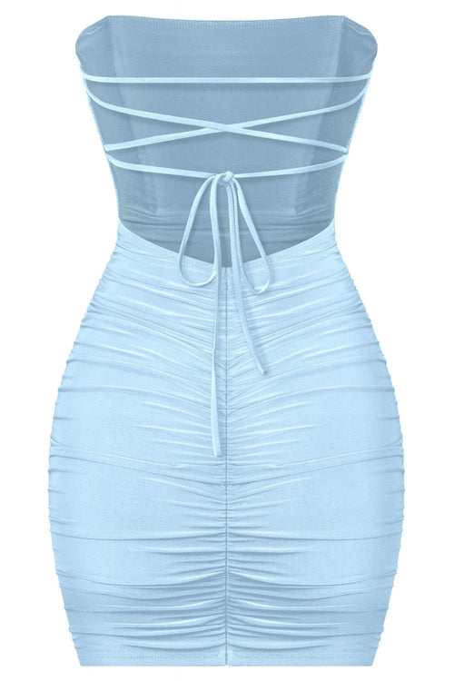 Kinzie Strapless Mini Dress Light Blue - Style Delivers