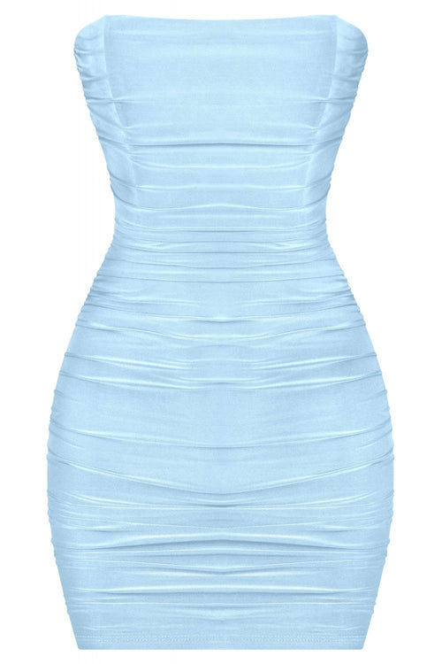 Kinzie Strapless Mini Dress Light Blue - Style Delivers