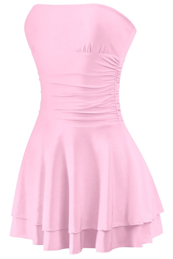 Taylor Ruched Strapless Mini Dress Light Pink - Style Delivers