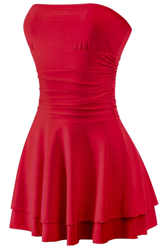 Taylor Ruched Strapless Mini Dress Red - Style Delivers