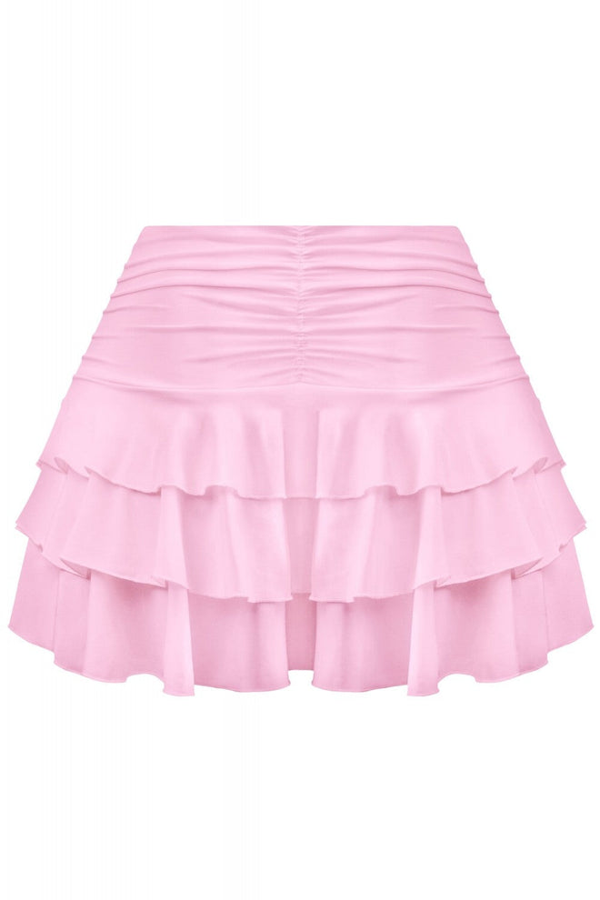 Flutter Ruffle Mini Skirt Pink - Style Delivers