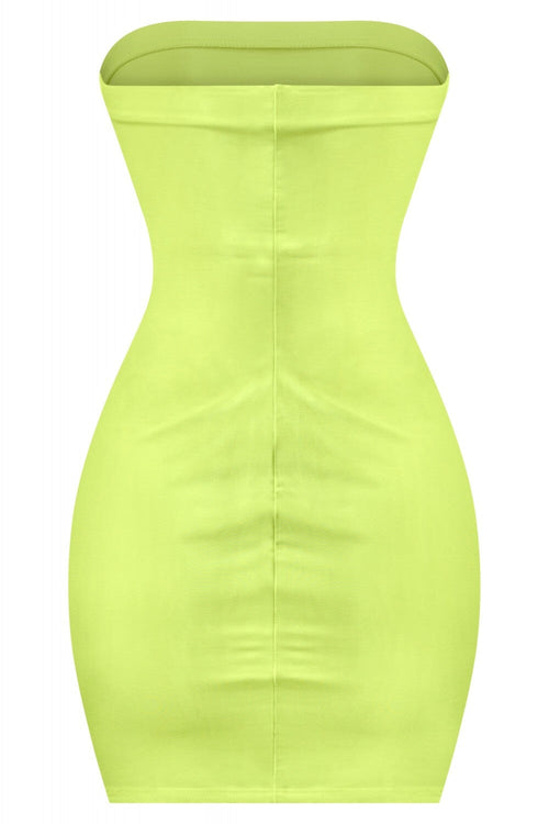 Lavette Strapless Mini Dress Lime - Style Delivers