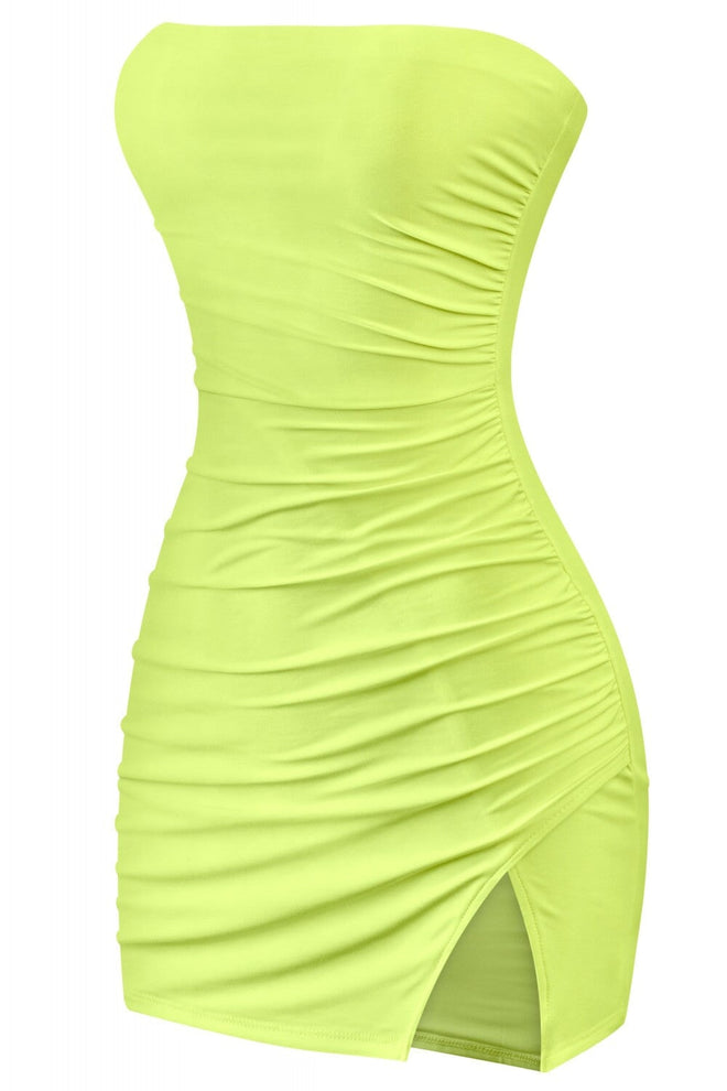 Lavette Strapless Mini Dress Lime - Style Delivers