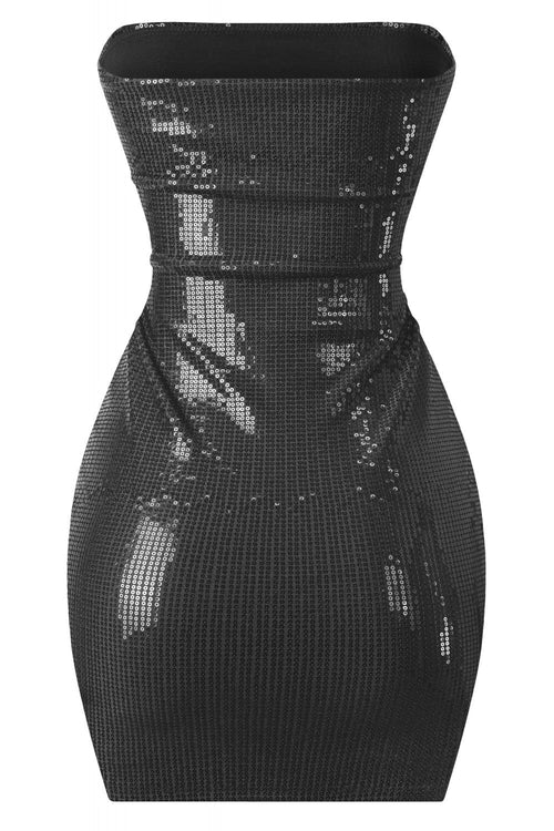 Hottie Sequin Strapless Mini Dress Black - Style Delivers